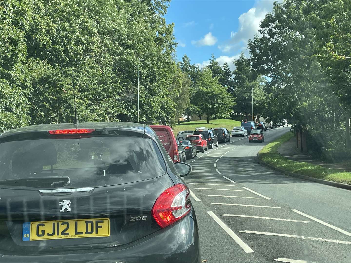 Mary McKinlay was caught in queues for petrol similar to this one near Tesco in Grove Green, Maidstone, on Monday