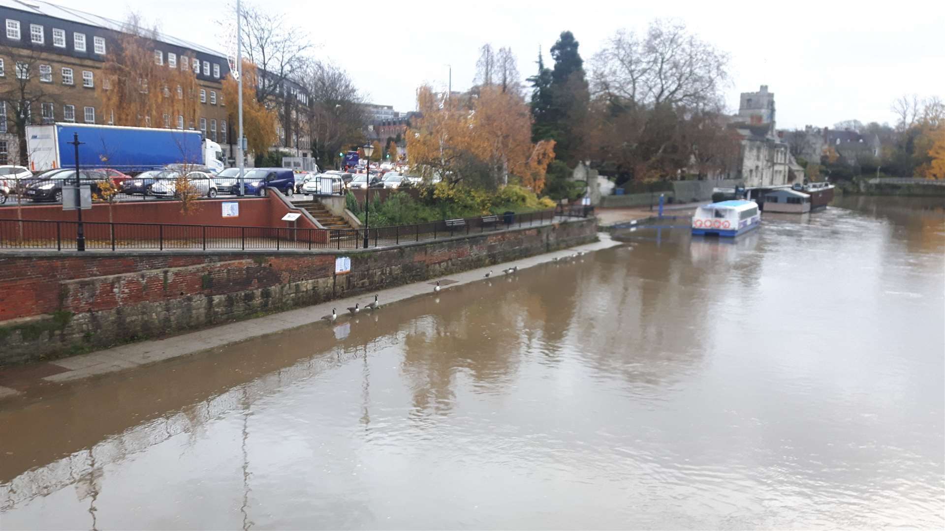 The River Medway in Maidstone reaches high levels this morning (22690095)