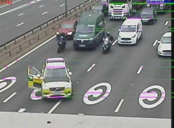 Traffic on the M25 between Stone and Dartford is being held in both directions due to a police incident. Picture: National Highways