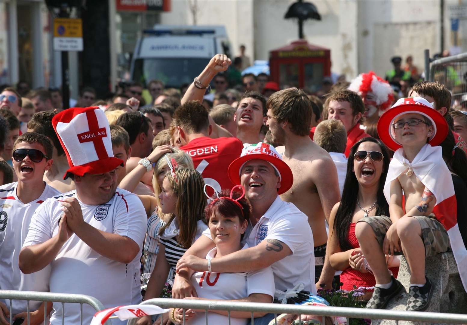 Watching England v Germany on the (now demolished) big screen at Dover’s Market Square. Picture: Terry Scott