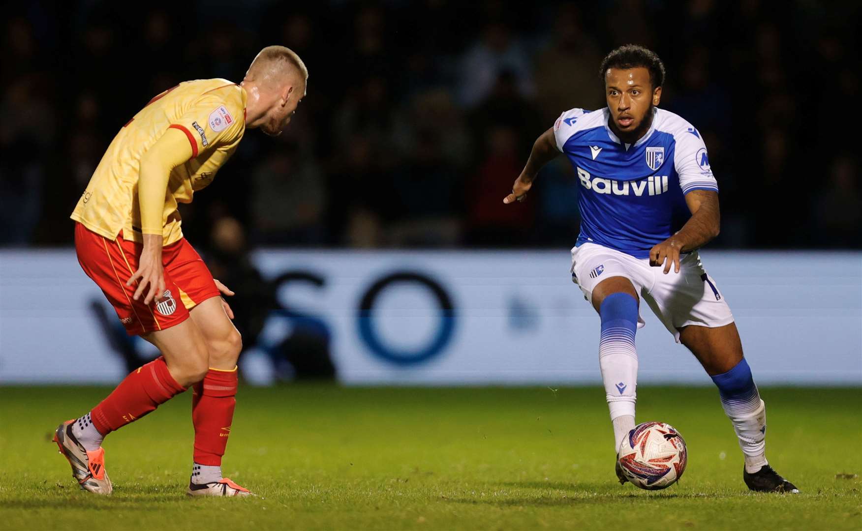 Jayden Clarke on the attack for Gillingham against Grimsby Picture: @Julian_KPI