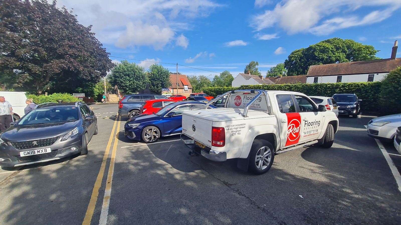 The car park of Wingham village hall is used by parents to drop their children at the nearby primary school