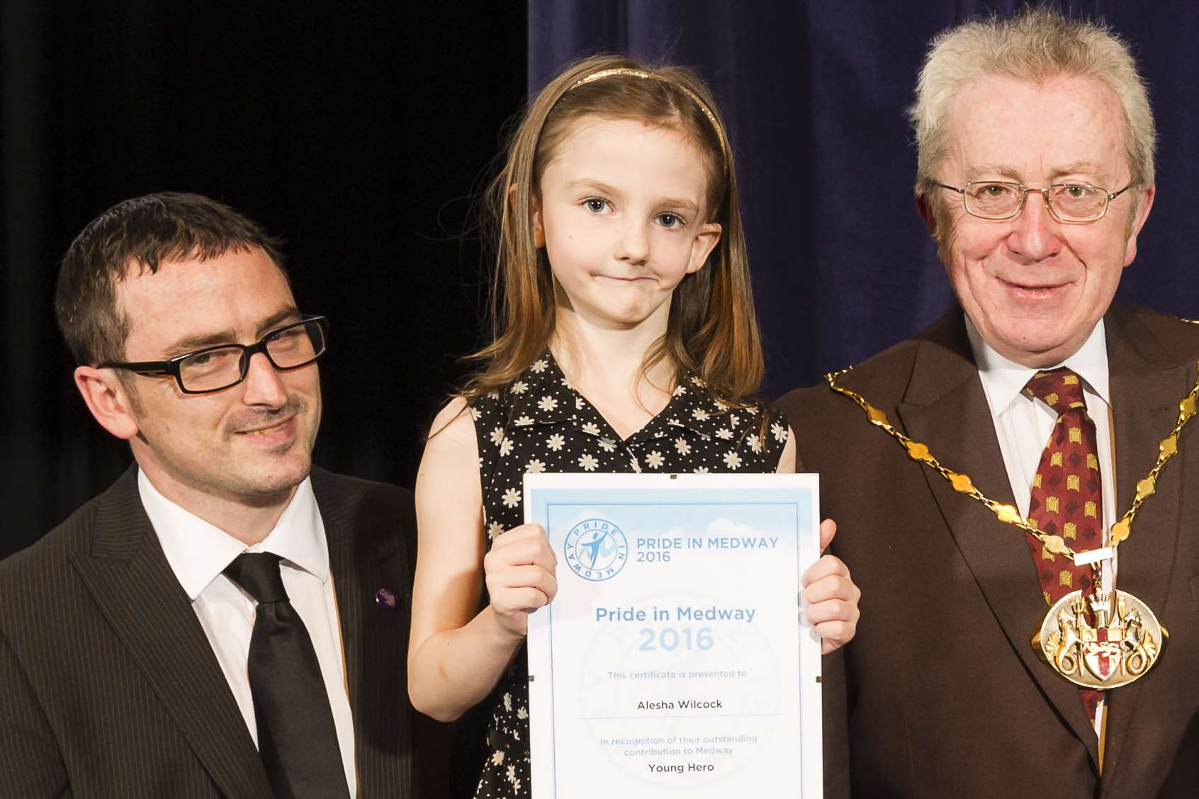 Alesha Wilcok with her dad and Deputy Mayor, Steve Iles