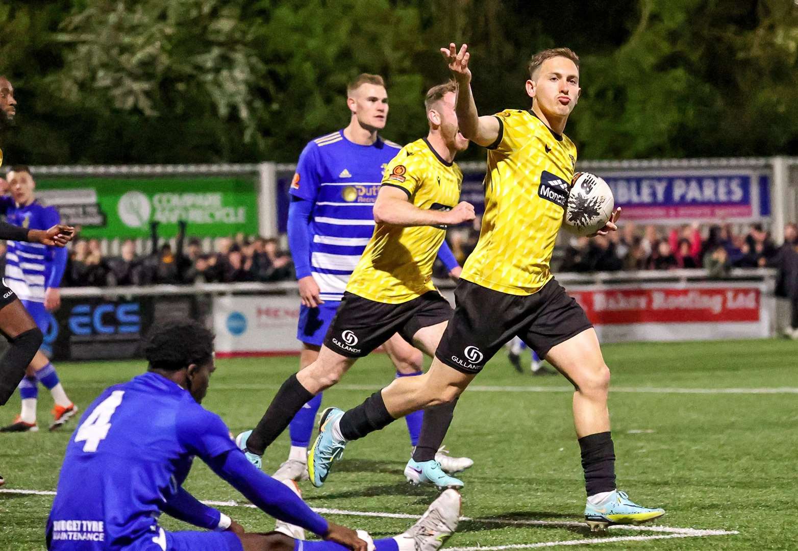 Matt Rush celebrates after scoring Maidstone's equaliser against former club Aveley. Picture: Helen Cooper