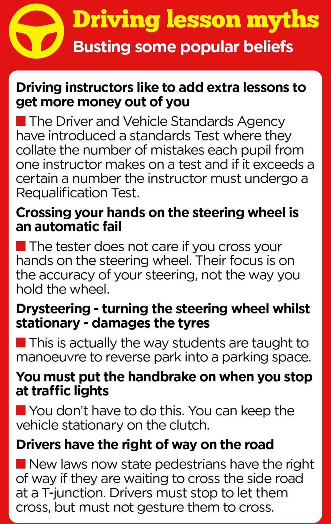 DRIVING LESSON MYTHS 2024