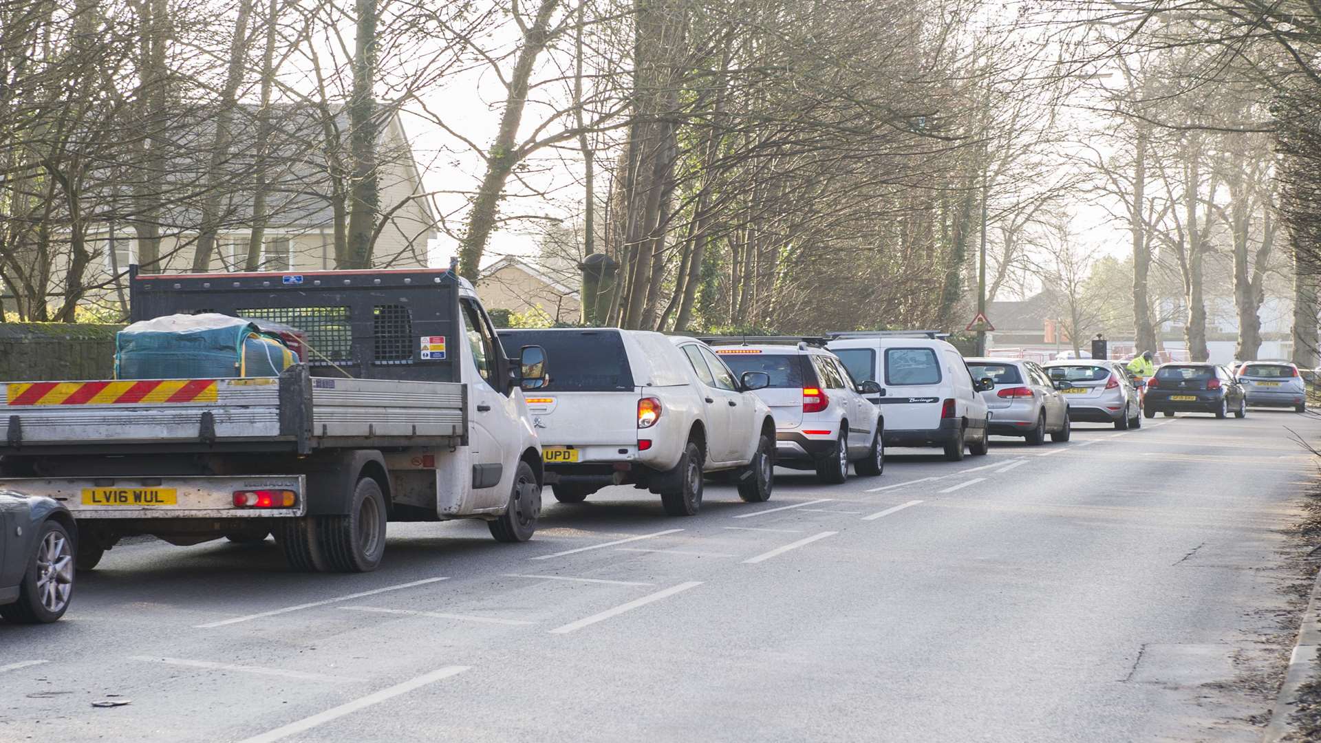 Traffic in Hermitage Lane. Stock image