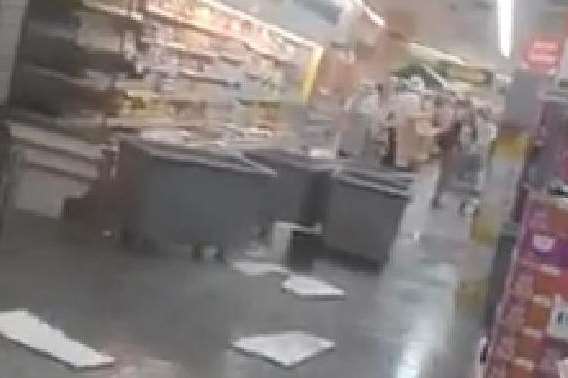 Falling ceiling panels at Morrisons in Maidstone. Picture by Ian Duffus.