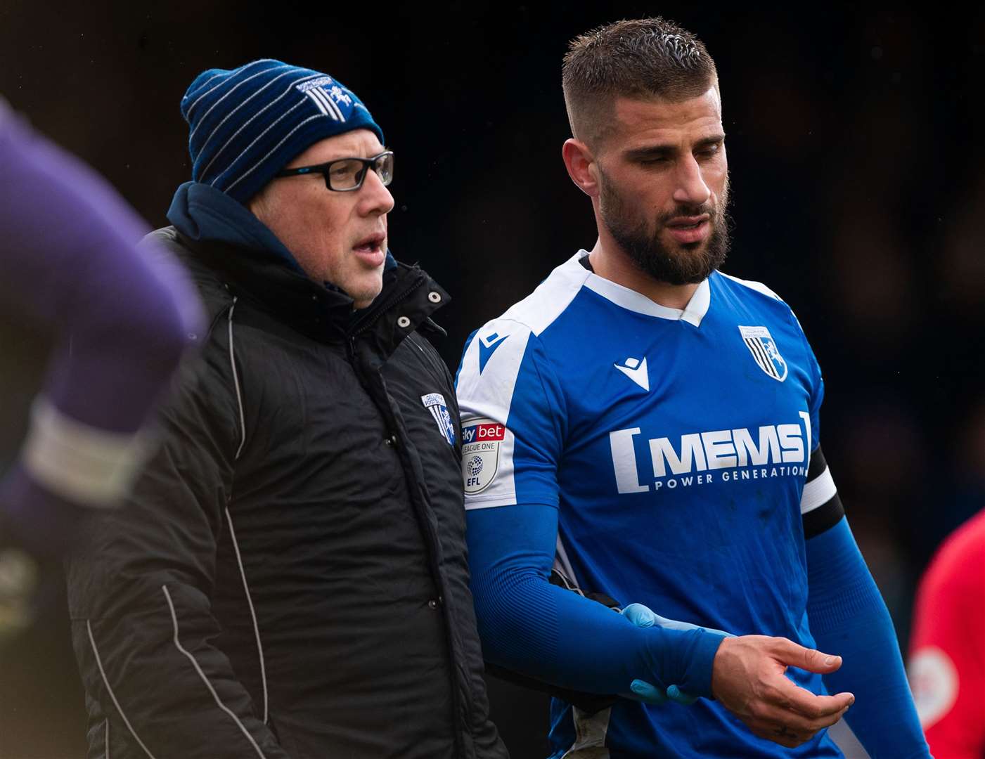 Max Ehmer goes off with a shoulder injury against AFC Wimbledon Picture: Ady Kerry