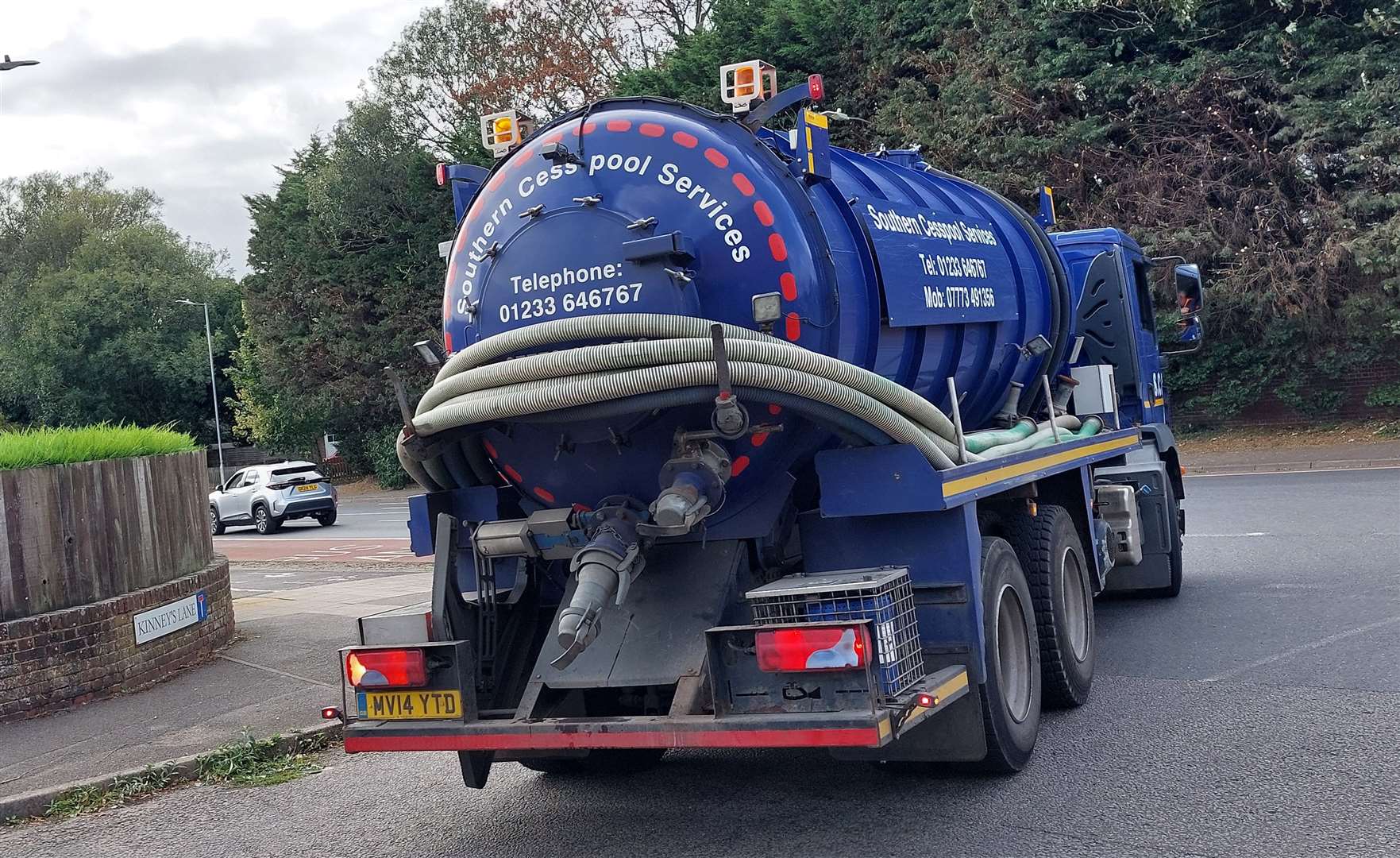 A lorry heading away from the sewage works in Kennington