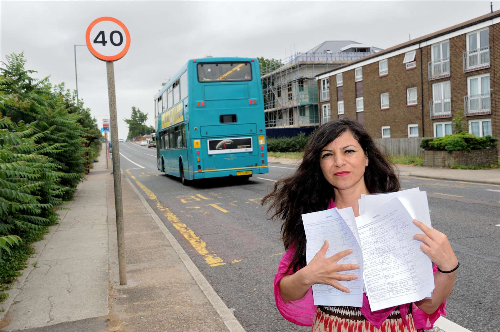 Pakize Guvenc petitioning for more safety measures along the road