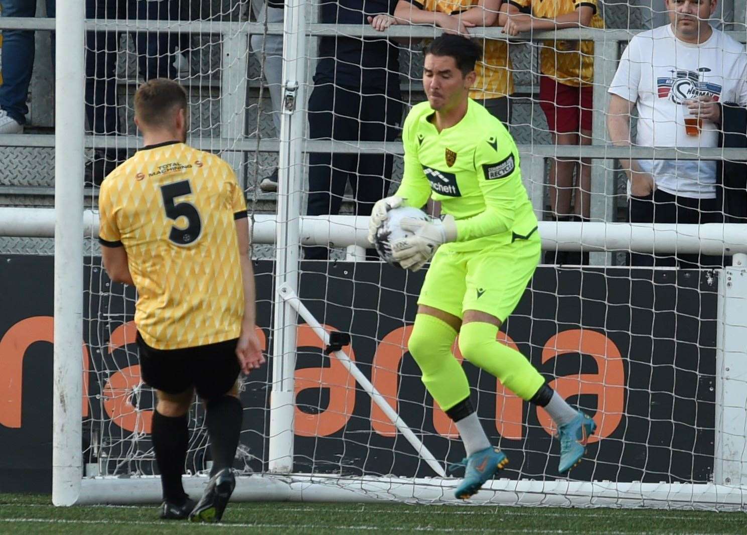 Harley Earle shows a safe pair of hands against Folkestone in midweek Picture: Steve Terrell