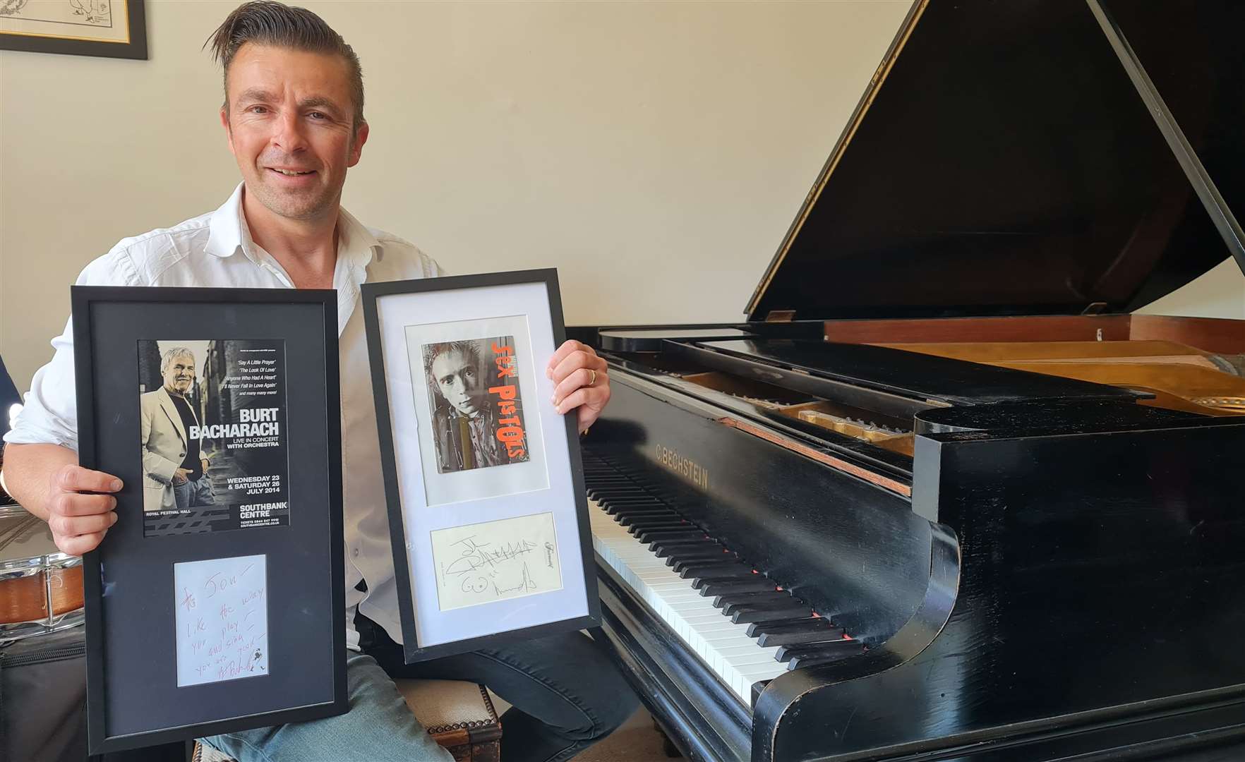 Jon Nickoll with some of the memorabilia personally signed by performers