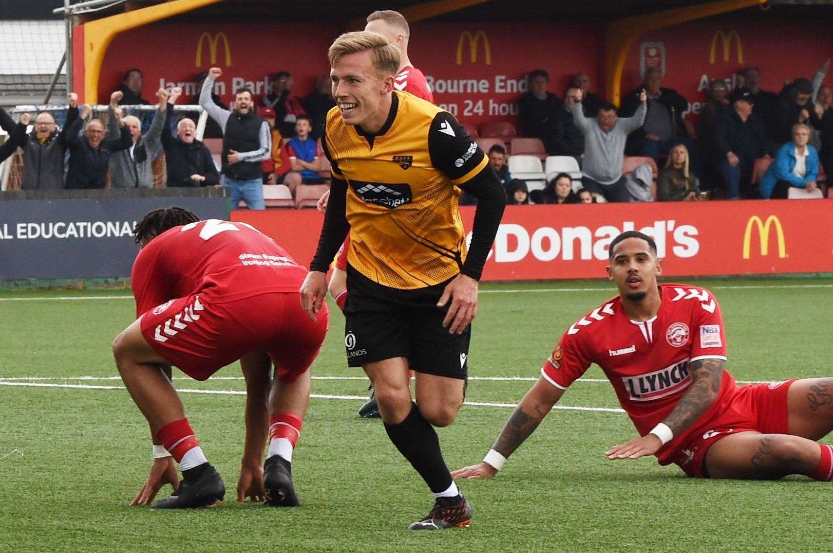 Sam Corne puts Maidstone in front at Hemel Picture: Steve Terrell