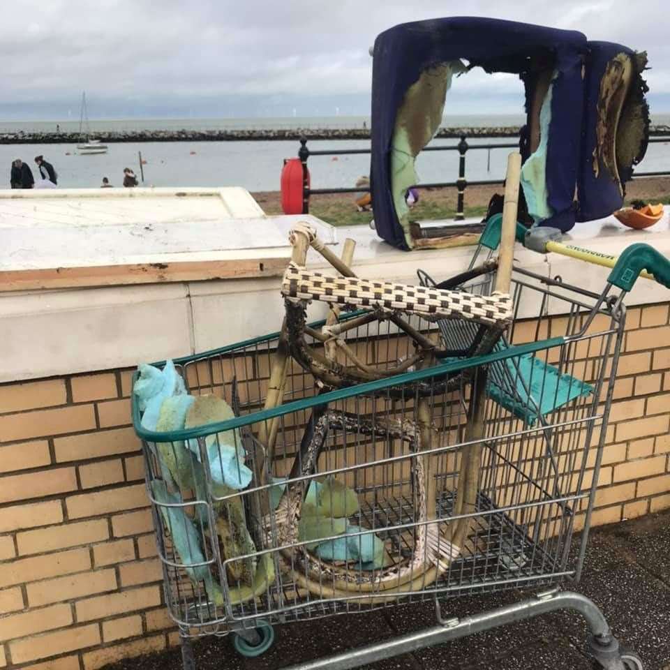 Volunteers discovered rubbish strewn across the beach as well as two youngsters asleep on the beach. Picture: Bay Beach Clean