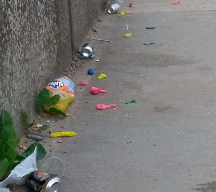 Balloons - used to inhale nitrous oxide - at Whitstable Beach this weekend