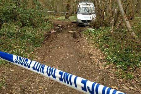 Kimberland Wood has been cordoned off by police after the discovery of human remains