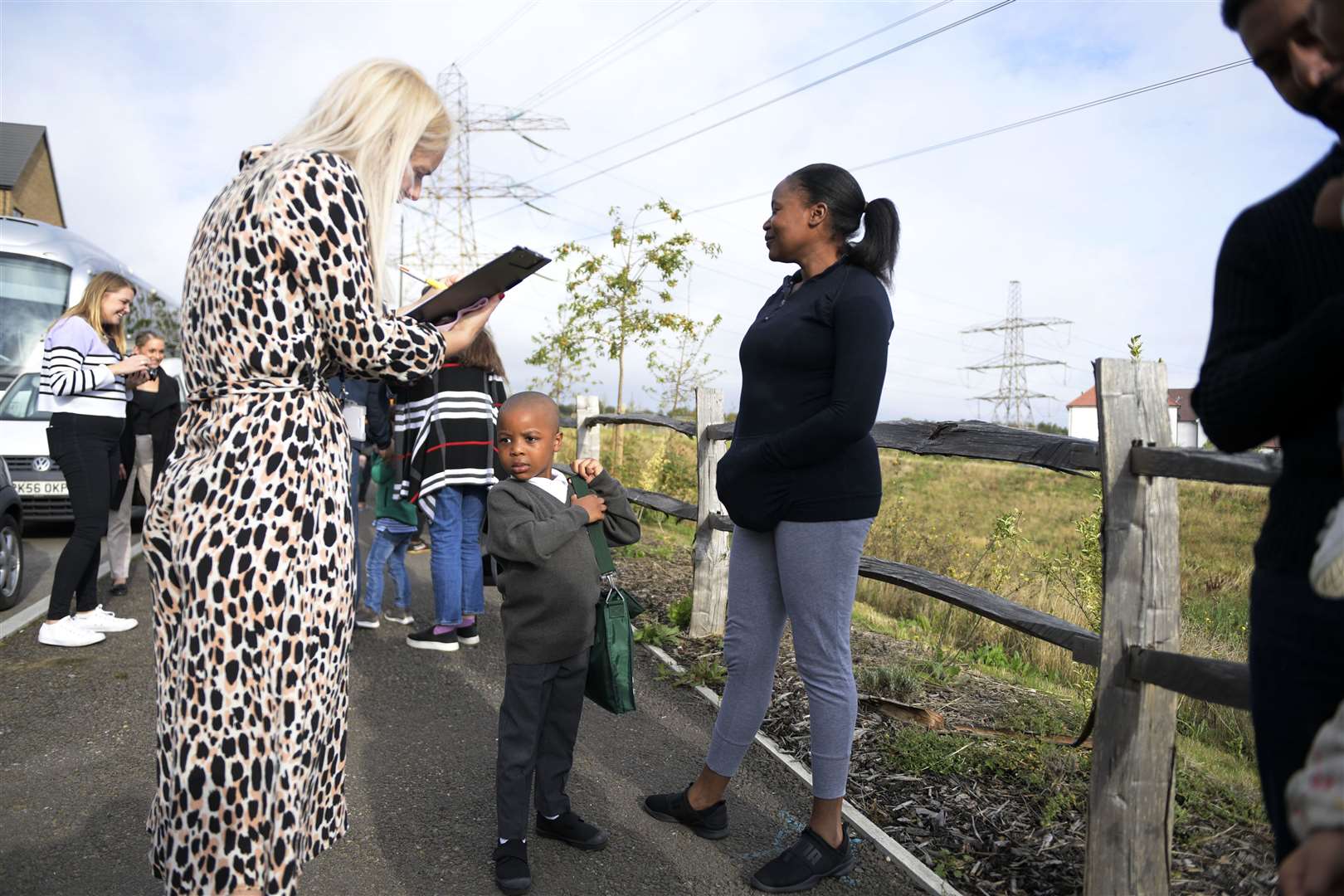 Sally Osborne ticks off the register as children boarded the bus on the first day back last month