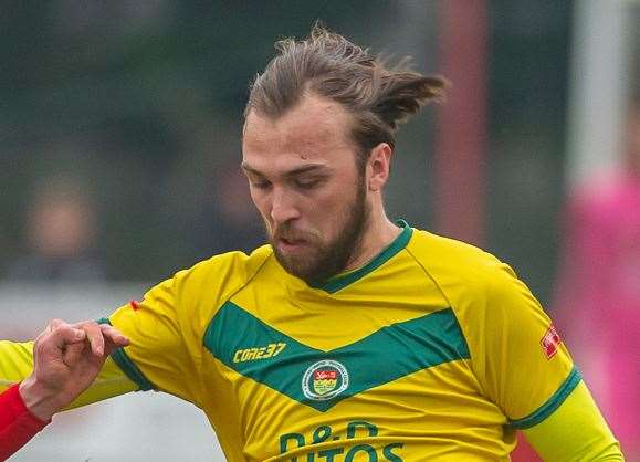 Luke Burdon scored a 35-yard cracker for Lydd at Bermondsey. Picture: Ian Scammell