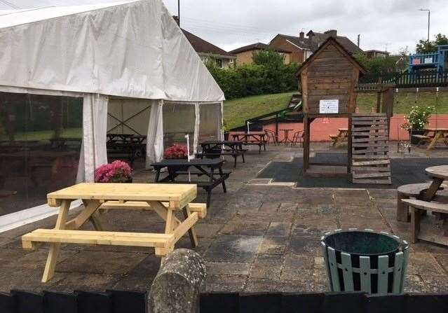 I reckon it’s had a good sized outdoor area for a number of years but it’s clearly had some love lavished on it during lockdown. If you look carefully you’ll see the play area is strictly restricted to those aged 6 and under