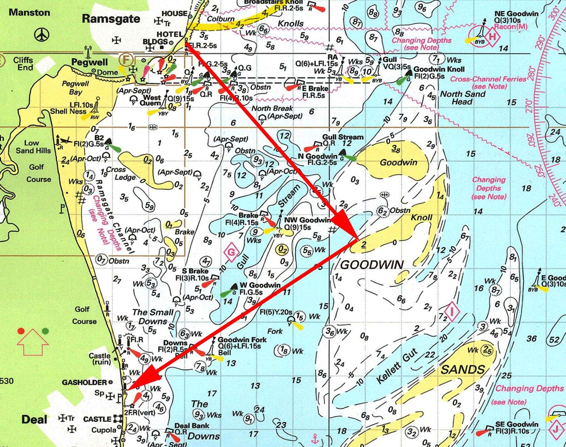 The route of the swim. Picture: Goodwin Sands Conservation Trust