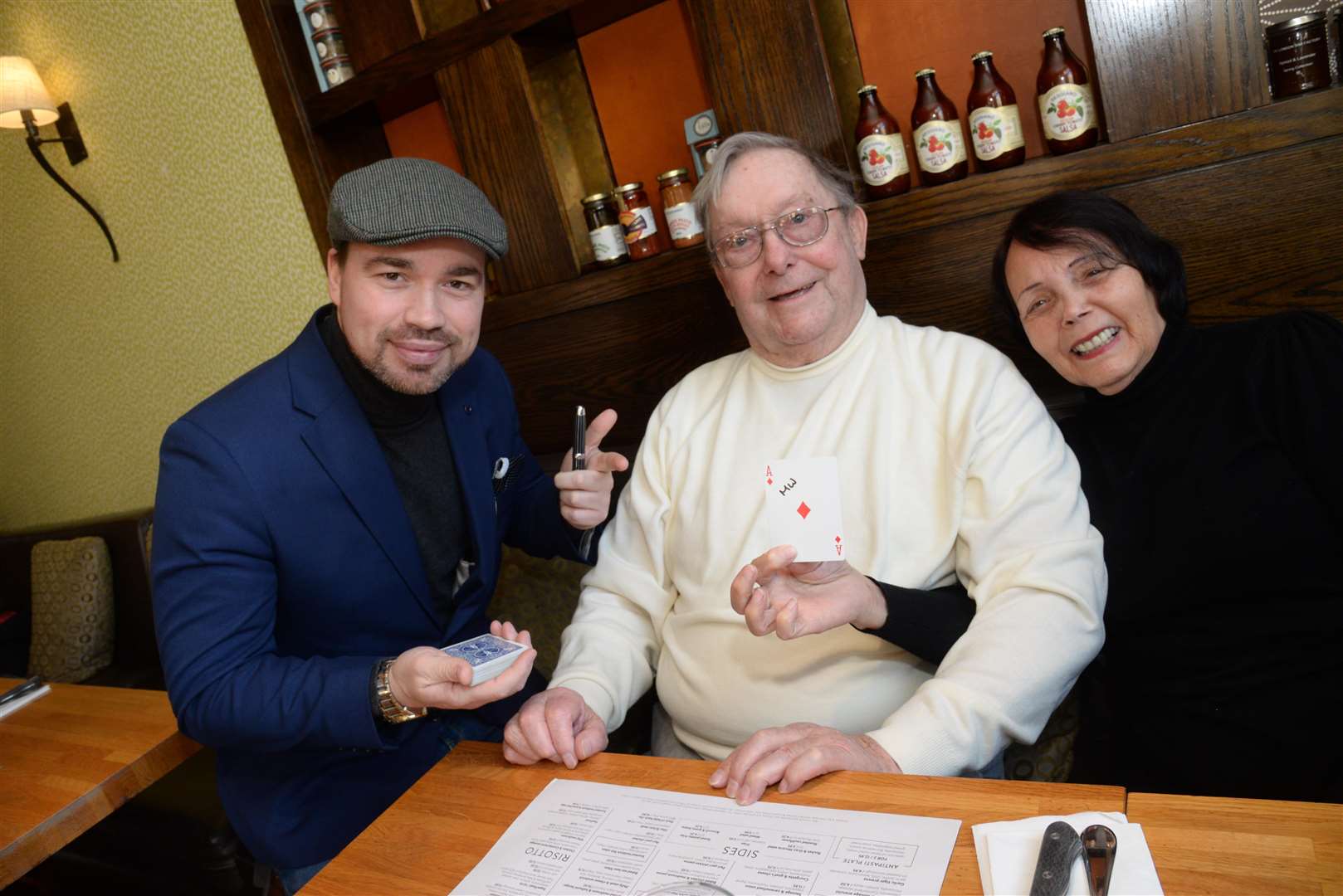 Magician Michael McIntyre entertains Bill and Gloria Strutt. Picture: Chris Davey... (7387686)