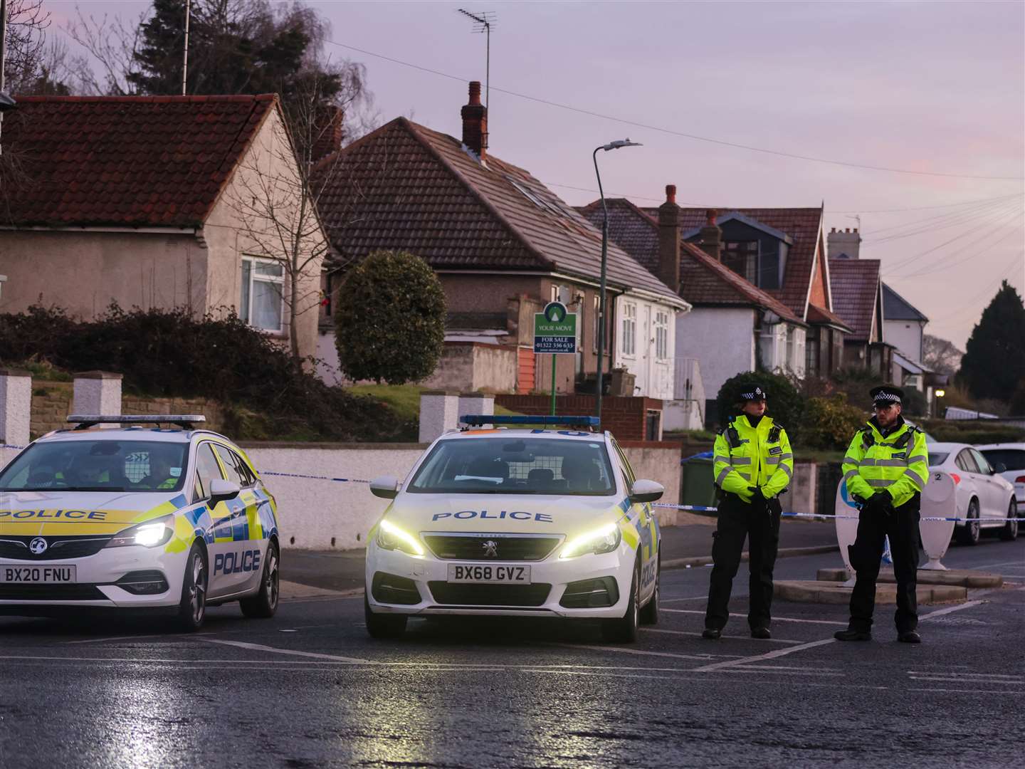 Police at the scene in Erith after a man was shot dead on Thursday. Picture: UKNIP