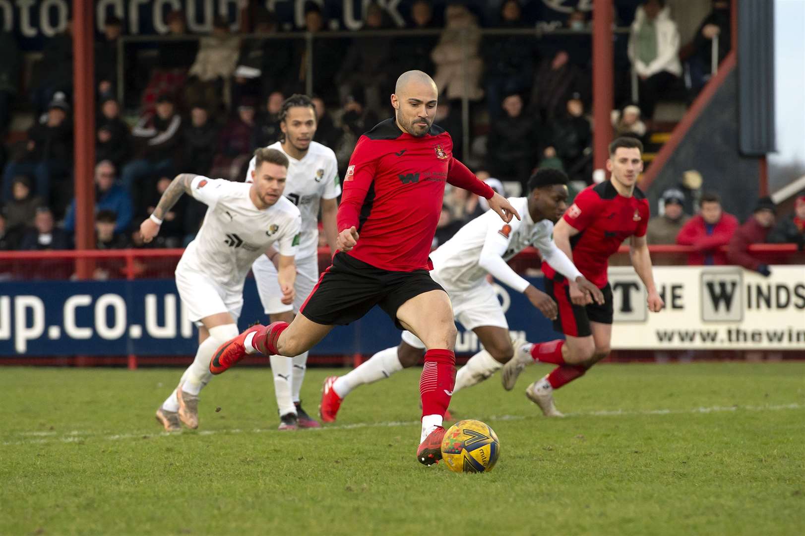 Needham Market's Luke Ingram scores the winner to knock Dartford out of the FA Trophy. Picture: Mecha Morton (54854267)