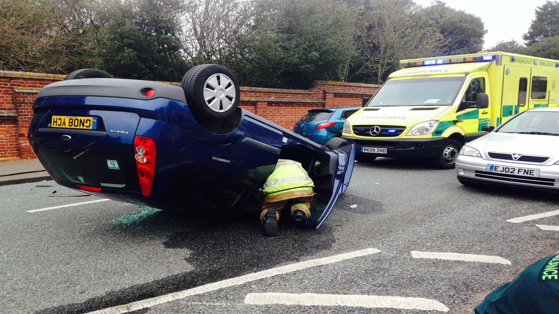 The scene of the incident involving an elderly driver from Whitstable at Shottendane Road, Margate.