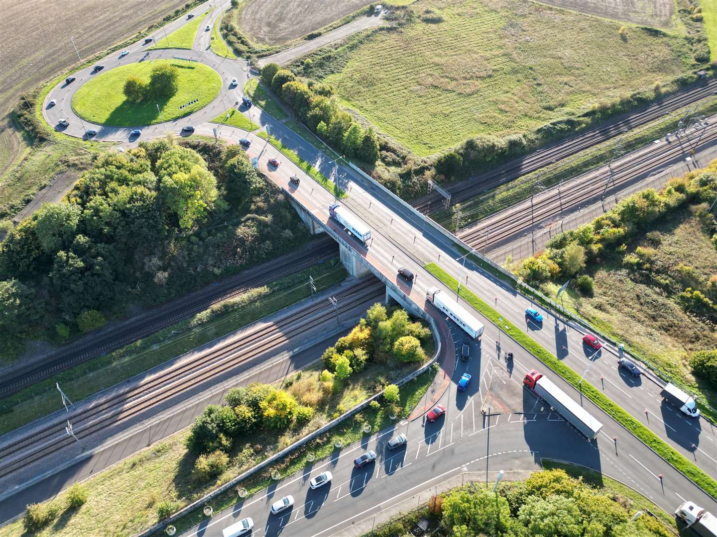 Cars were queuing to follow the diversion route from Junction 11. Picture: Barry Goodwin