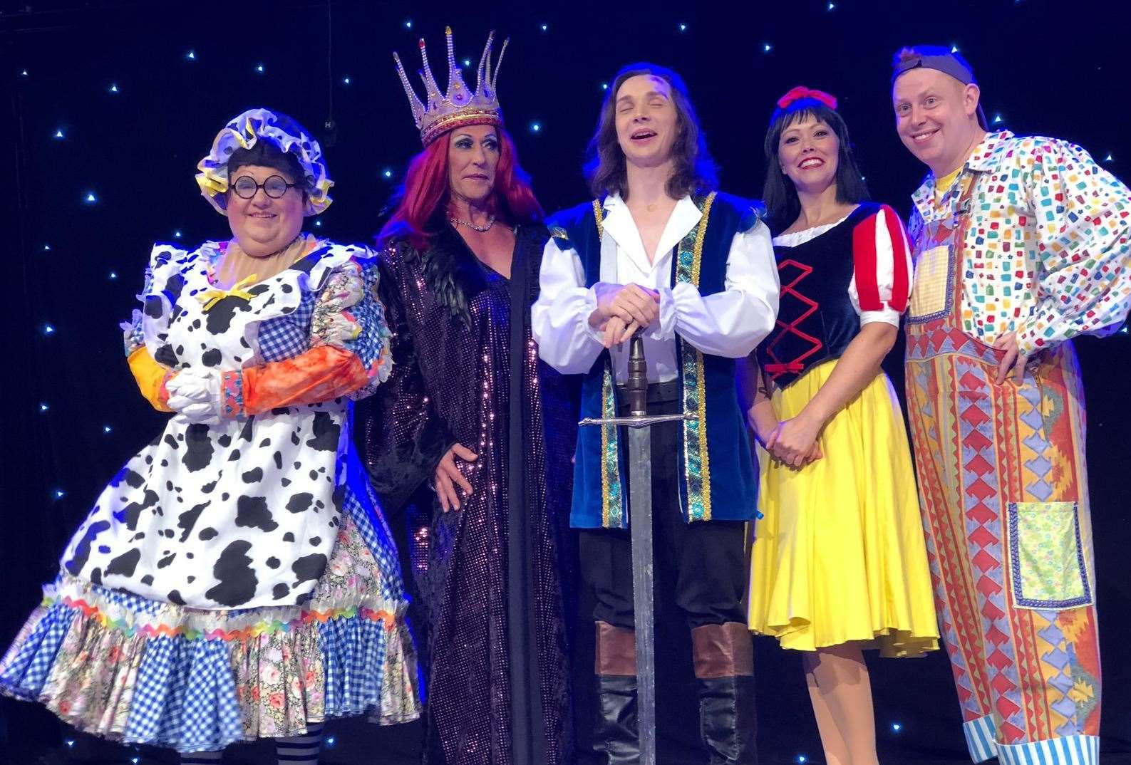 The Leas Cliff Hall panto cast at the Christmas lights switch-on