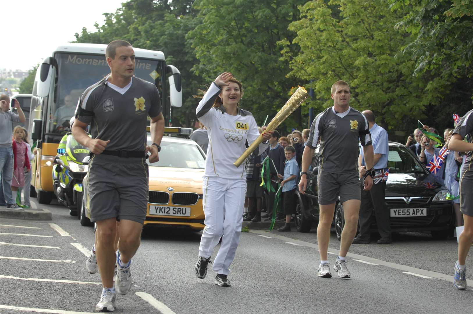 Crowds in Gravesend turned out to see the torch and its procession come through