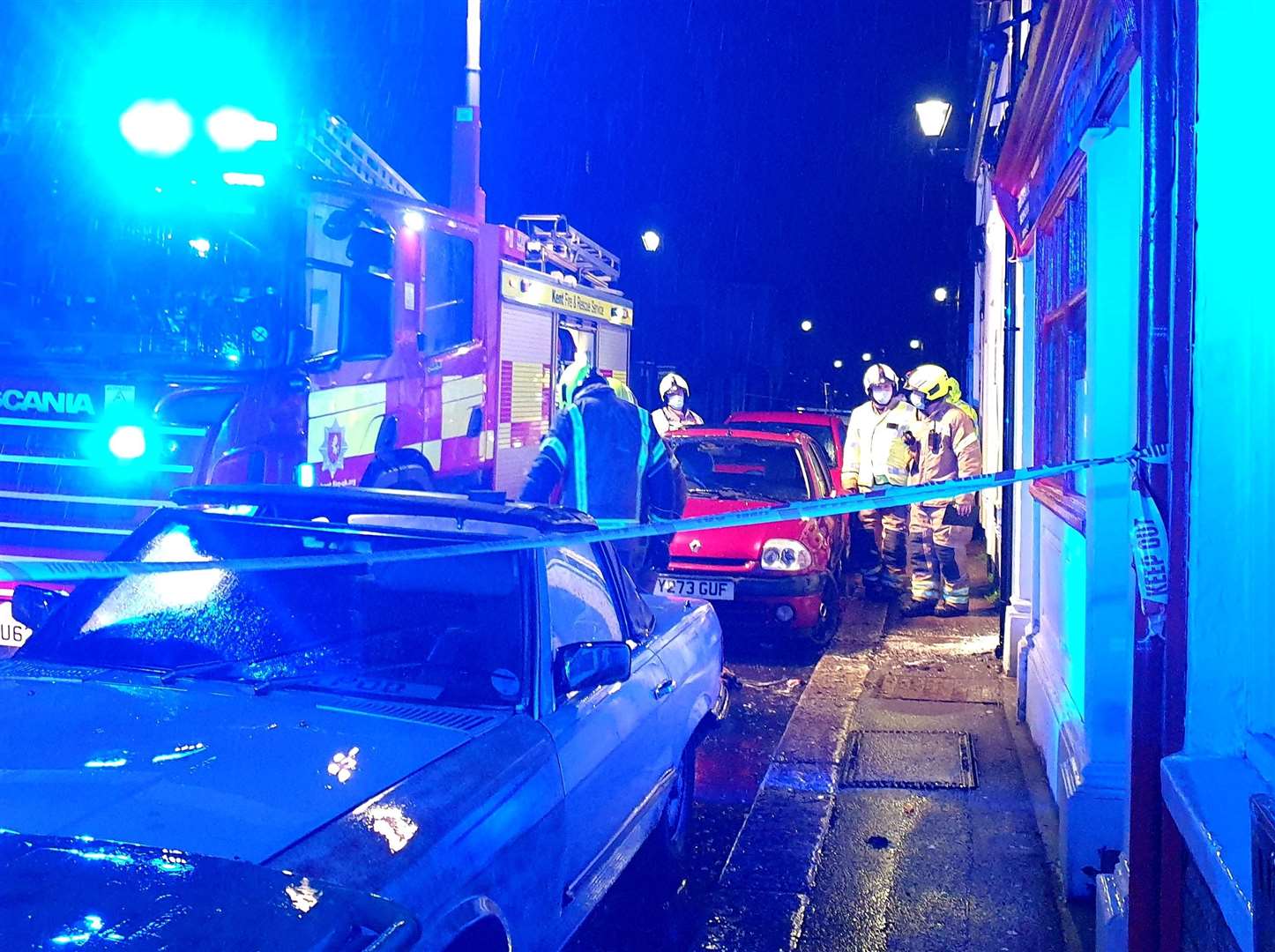 Two fire engines were sent to the house in East Cliff. Picture: Castle Inn, Dover