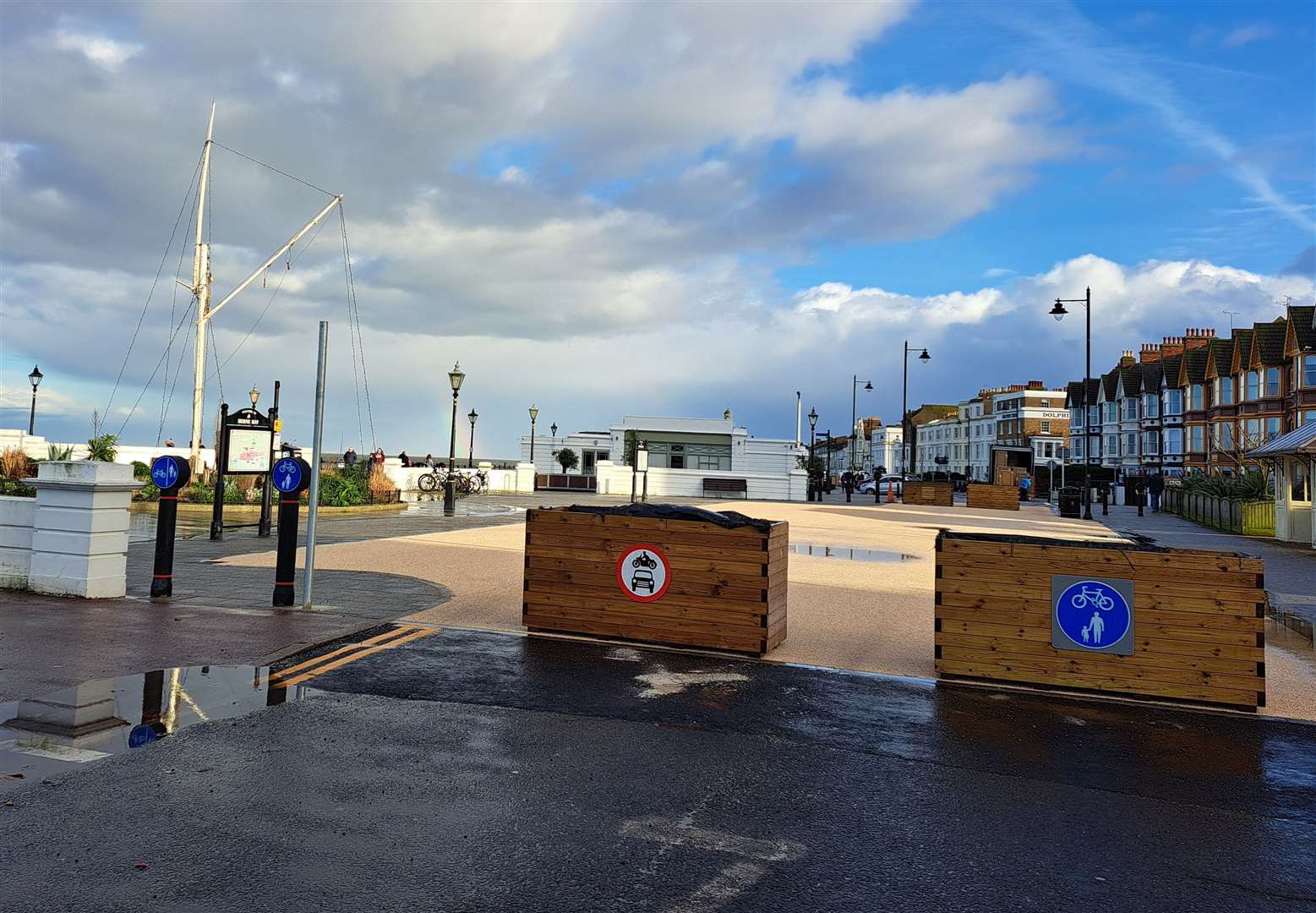 The newly installed plaza has resulted in the permanent closure of a section of Central Parade, Herne Bay