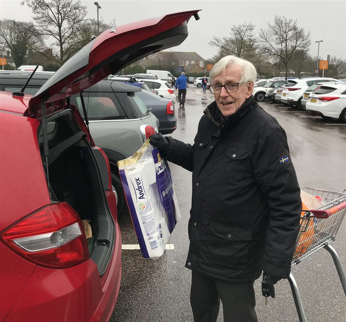 Mike Grantham, 83, who came out of Sainsbury's 10 minutes after it opened with the last of the toilet roll