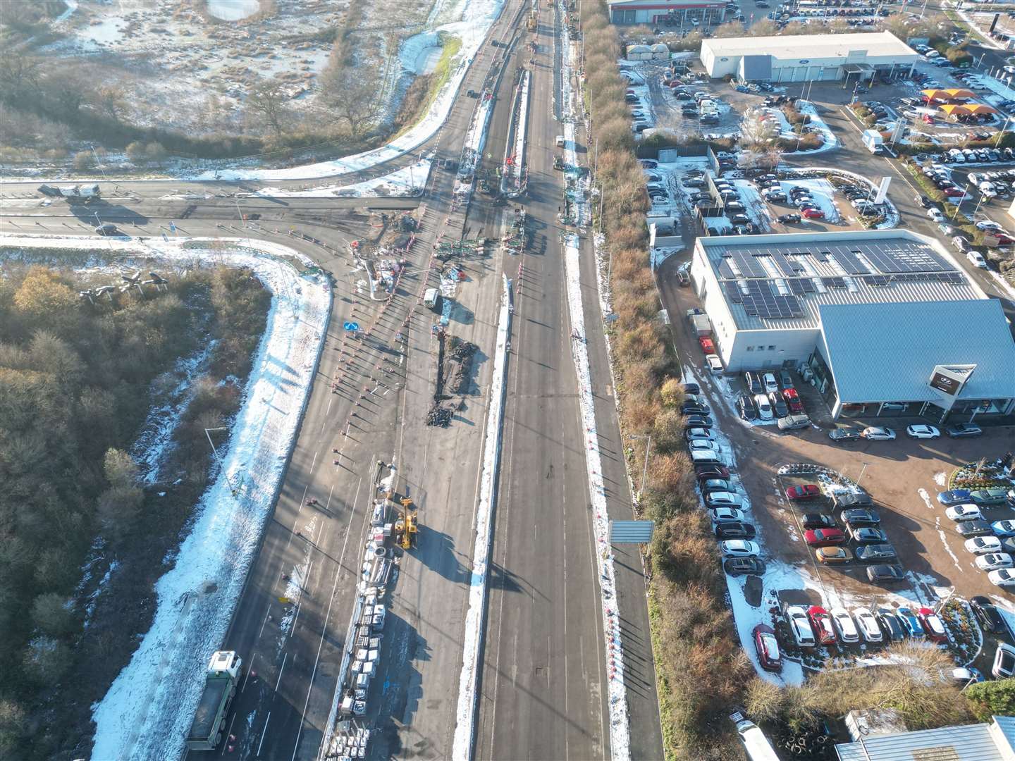 The eastbound A2070, on the right of this photo, was closed for three days. Picture: Barry Goodwin