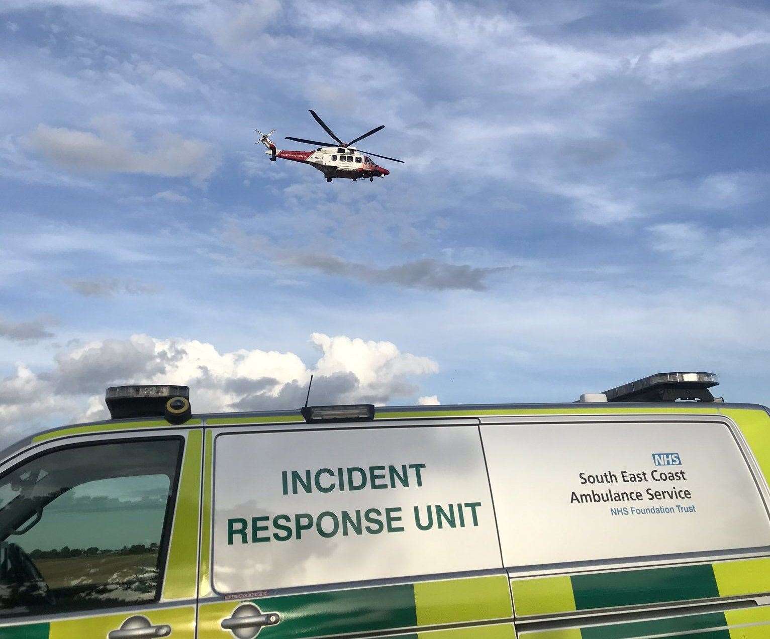 The coastguard helicopter and specialist paramedic units were called to Folkestone. Picture: Alan Leigh