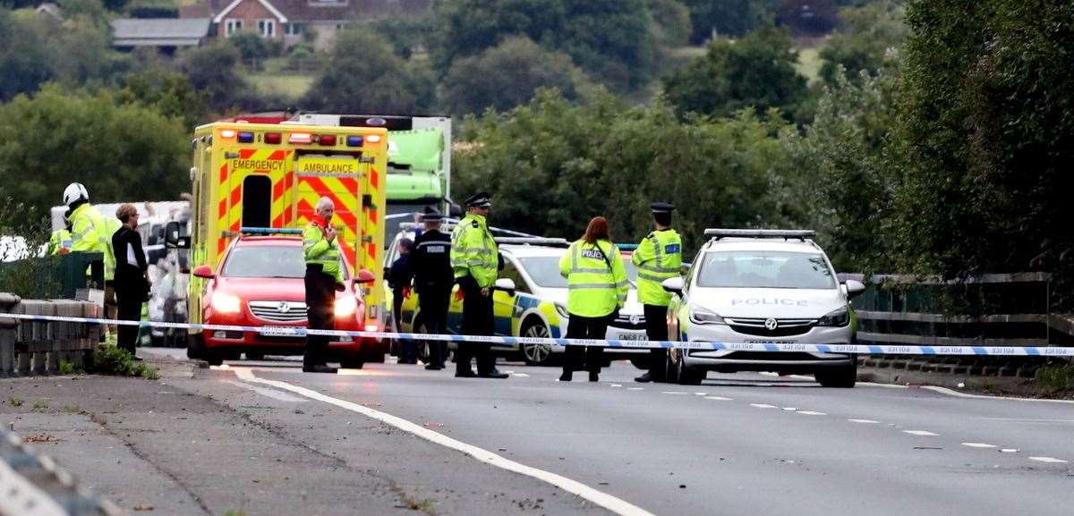 The car fire has on the A21 between Sevenoaks and Tonbridge Picture: UKNIP