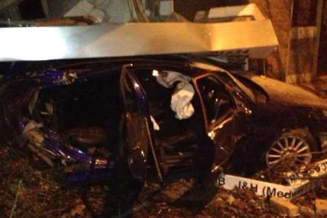 The Ford Mondeo after it crashed into Medway City Laptops