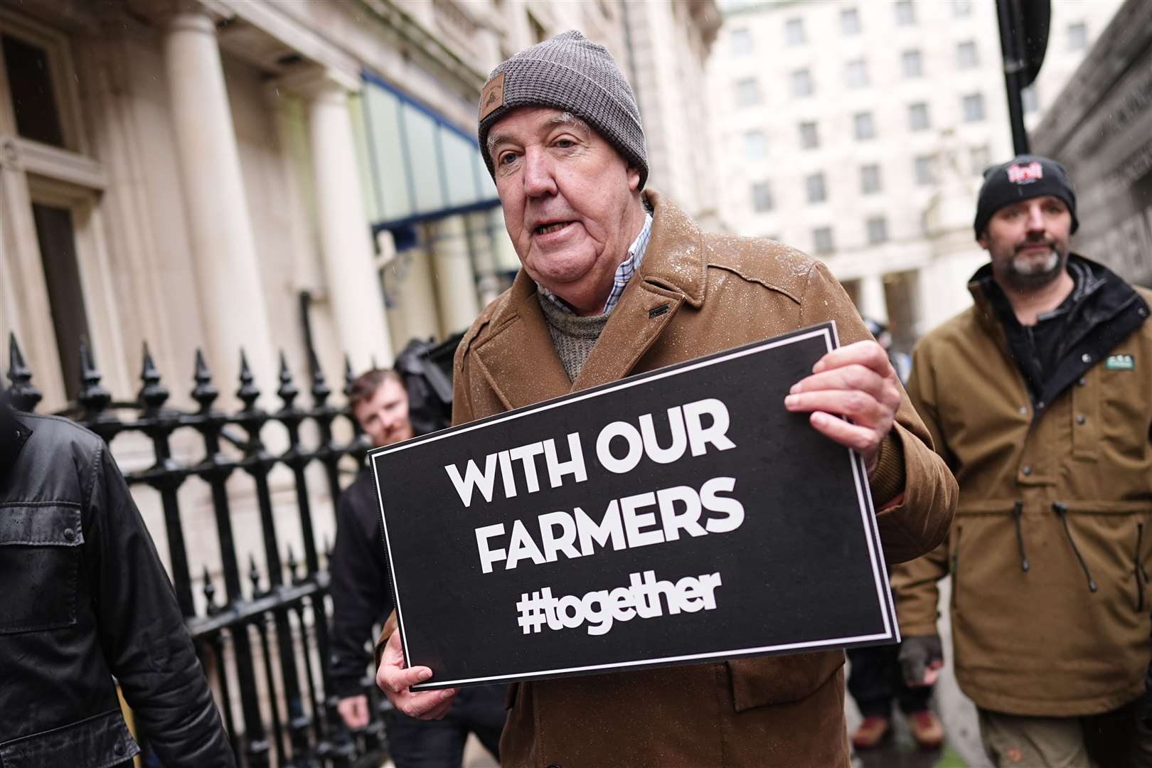 Jeremy Clarkson arrives in central London to join the farmers protesting over the changes to inheritance tax (Aaron Chown/PA)