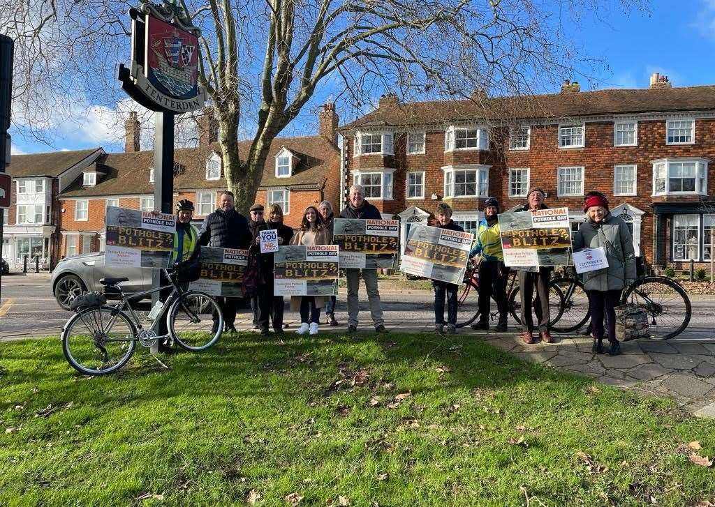 A pothole protest in the town last year. Picture: David Ward