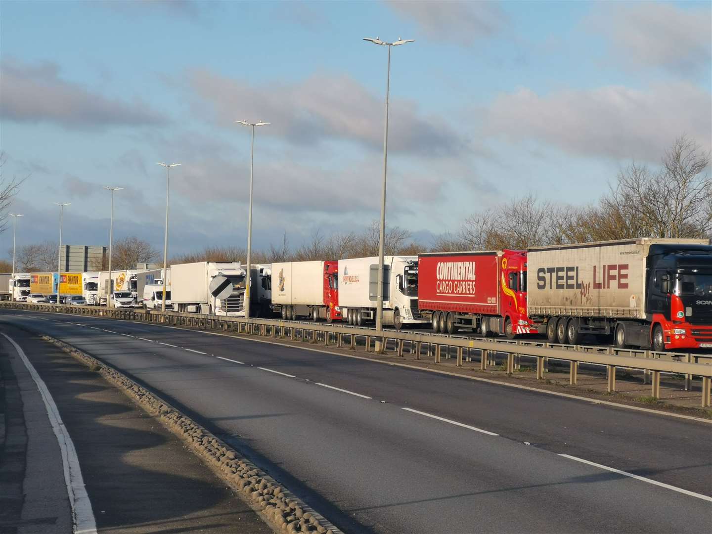 Lorries queuing up at Manston