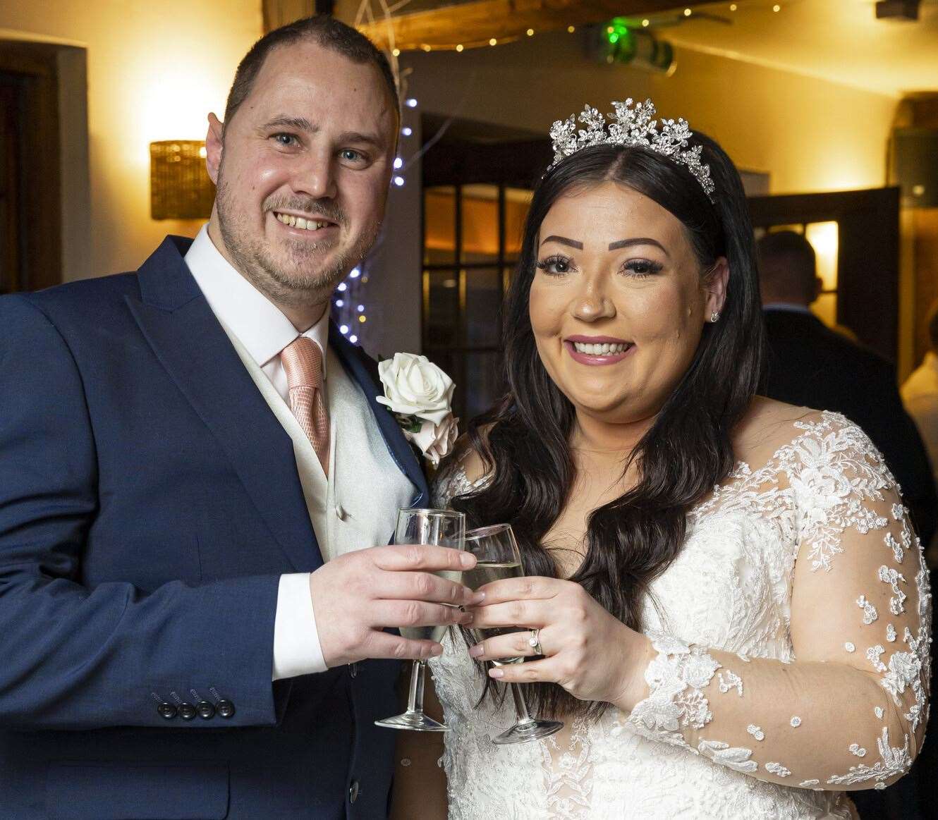 Chloe and Andrew Hinson married at The Barn eight weeks ago. Picture: Shepherd Neame