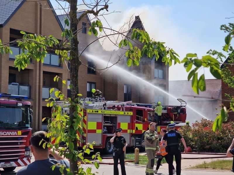 Fire crews fight the blaze