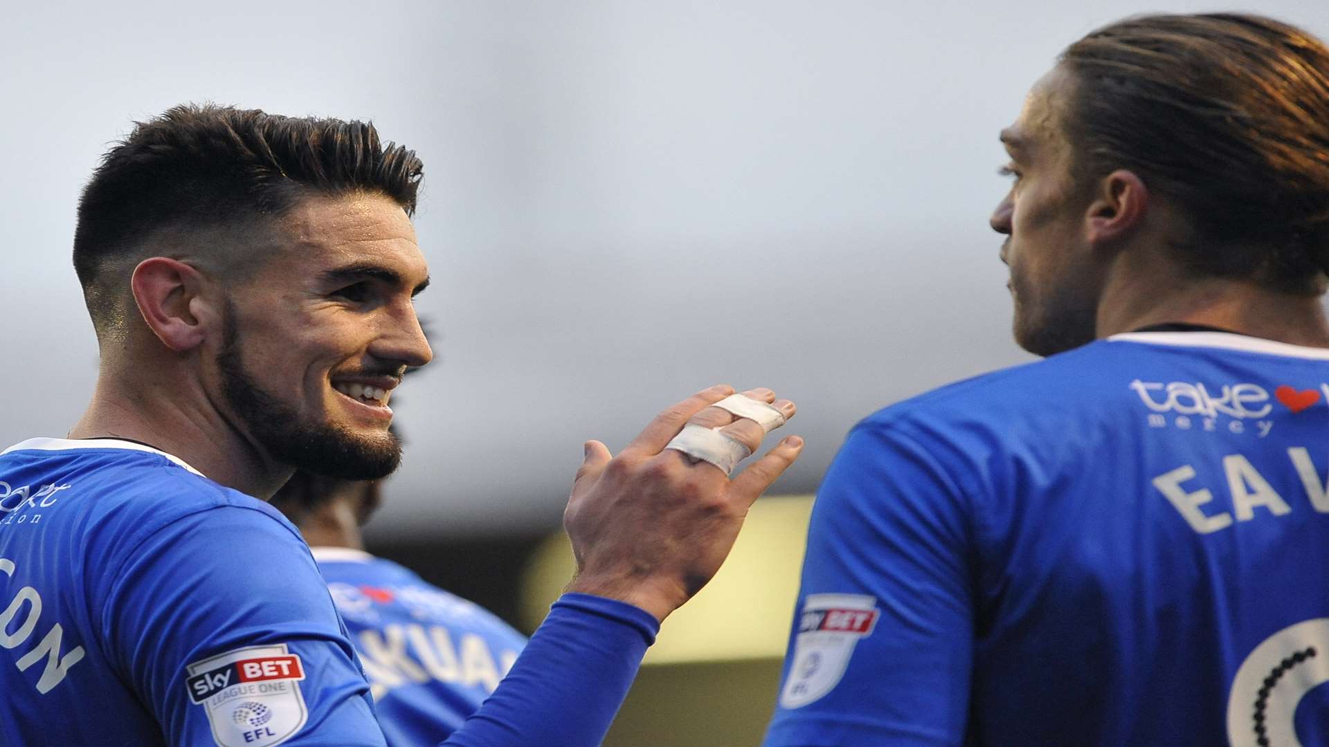 Conor Wilkinson celebrates his goal at Walsall with fellow striker Tom Eaves Picture: Ady Kerry