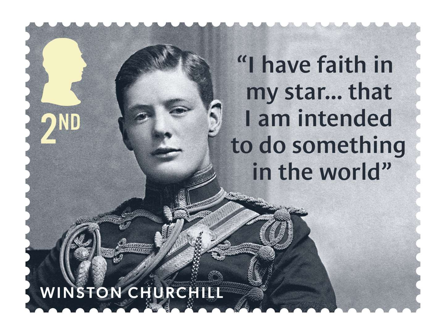 The stamps feature photos of Churchill at defining moments in his life