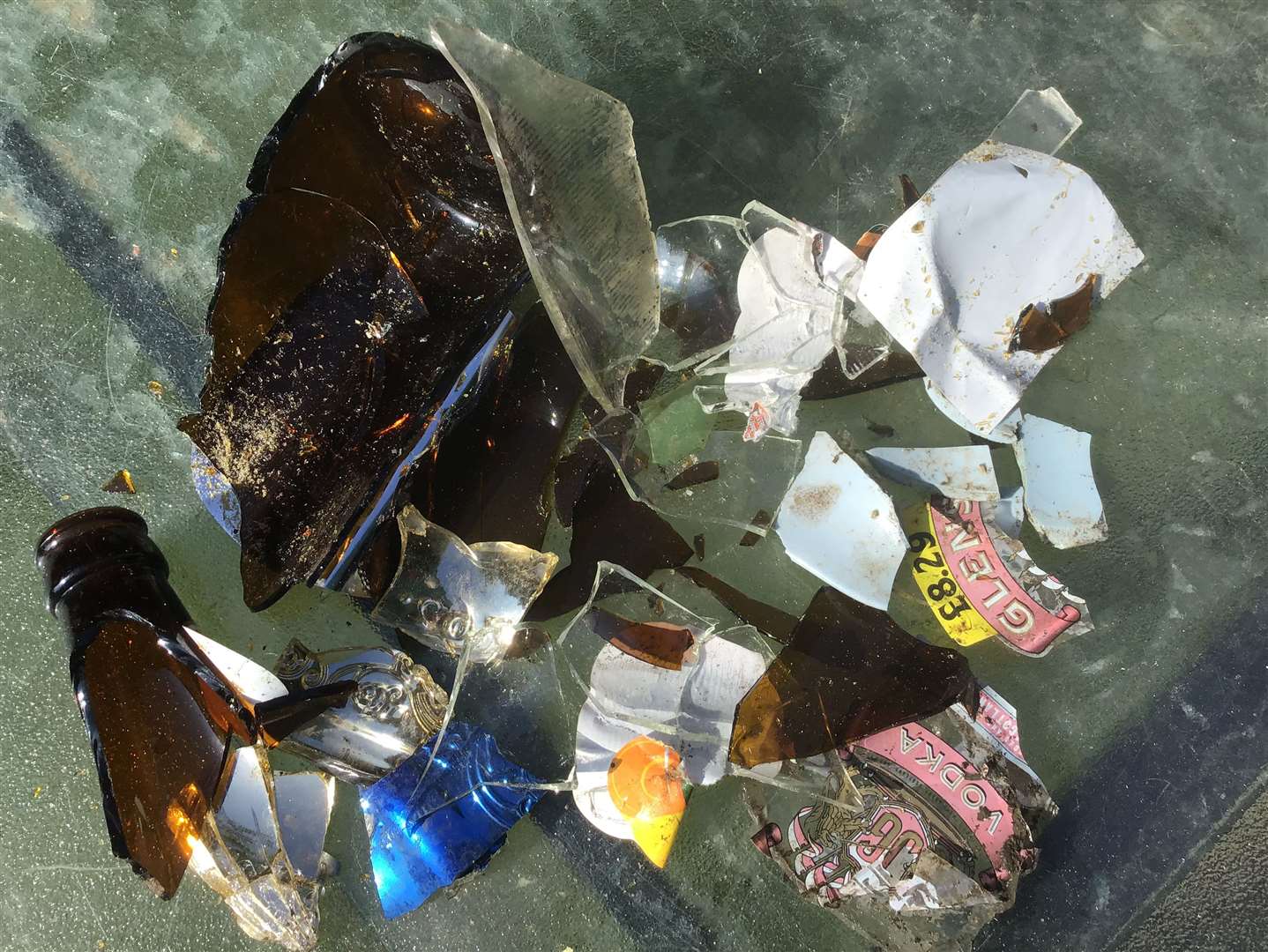 Broken glass found in the Ramsgate play park. Picture: Ray Salmon