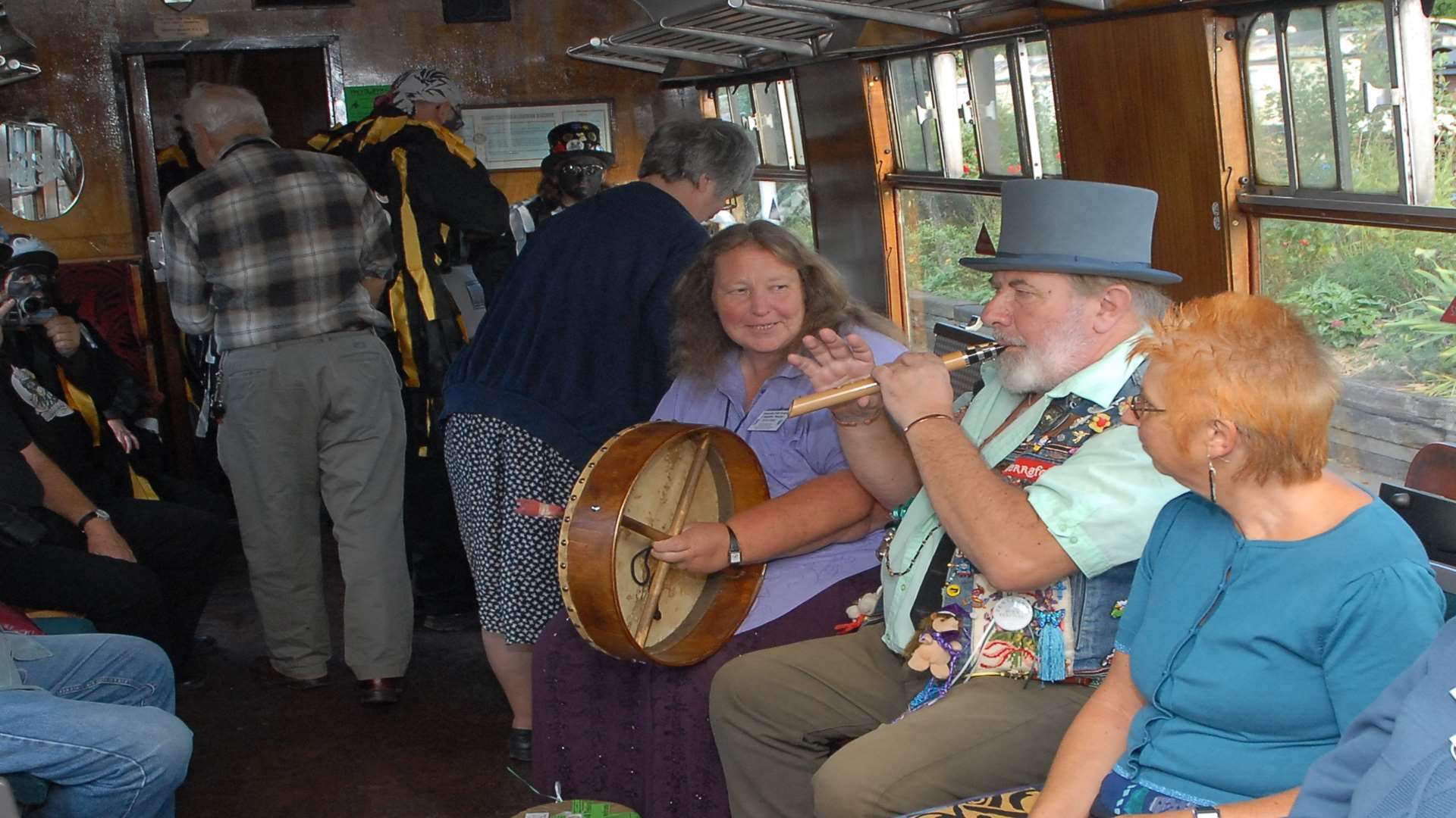 Kathy and Bob playing on the Folk Train in 2006. Picture by Barry Duffield