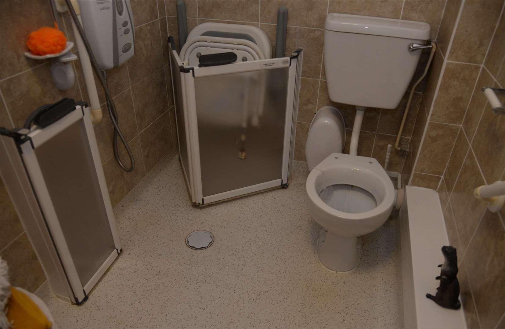 The shower room in Elizabeth Deveson's flat at Godfrey House. Picture: Chris Davey