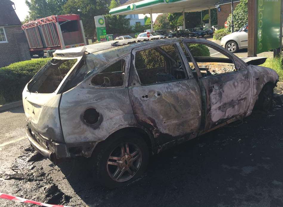 The severely damaged car. Picture: Amy Foster via Facebook