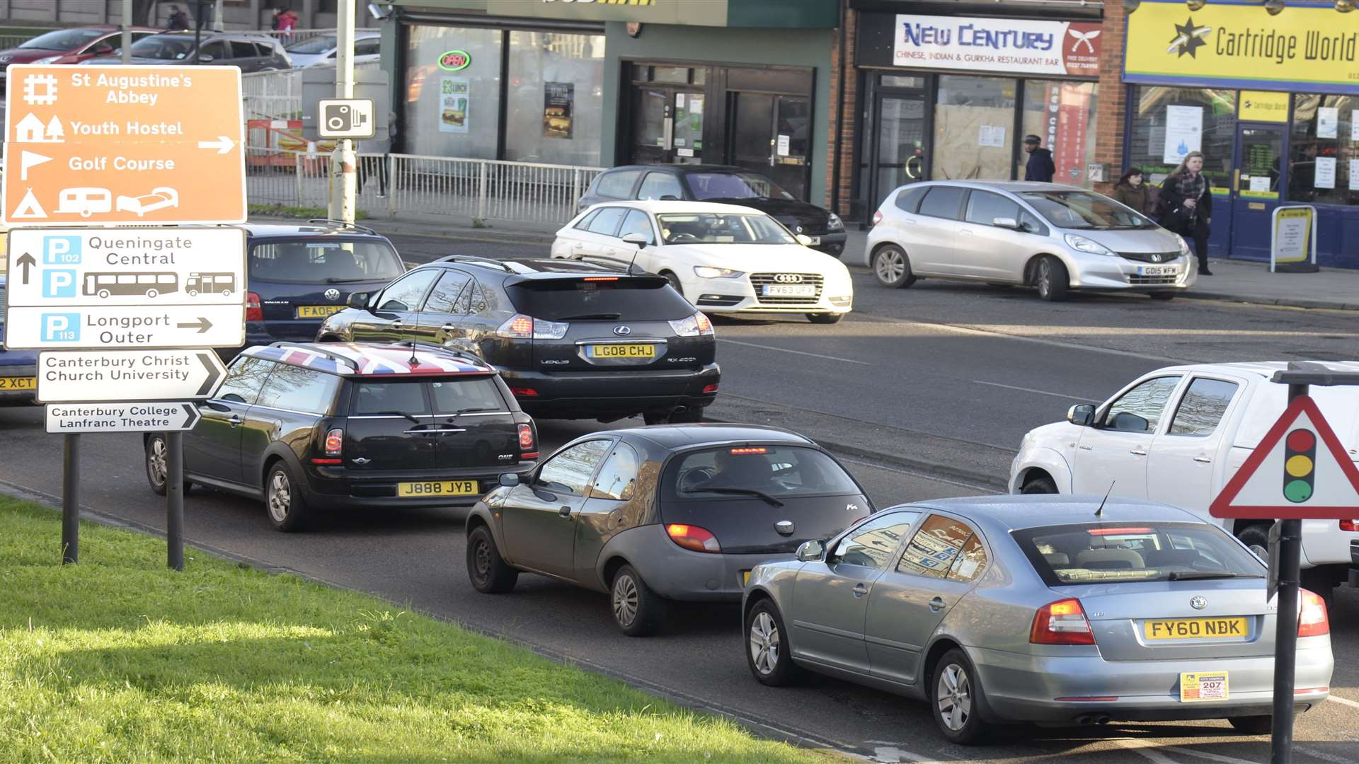 Slow moving traffic on the ring road is a standard sight in Canterbury.